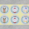 크리스마스 스티커(원형 산타와 친구들,1장,6개)